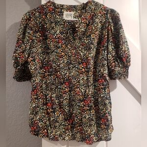 Citrus Floral Short Sleeve Blouse